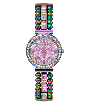 Guess Intricate Iridescent Crystals Purple Dial Purple Steel Strap Watch for Women - GW0401L4