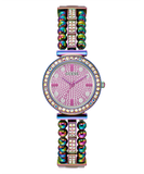 Guess Intricate Iridescent Crystals Purple Dial Purple Steel Strap Watch for Women - GW0401L4