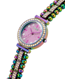 Guess Intricate Iridescent Crystals Purple Dial Purple Steel Strap Watch for Women - GW0401L4