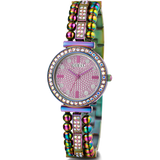 Guess Intricate Iridescent Crystals Purple Dial Purple Steel Strap Watch for Women - GW0401L4