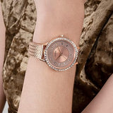 Guess Soiree Diamonds Rose Gold Dial Rose Gold Mesh Bracelet Watch for Women - GW0402L3