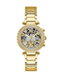 Guess Solstice Diamonds Gold Dial Gold Steel Strap Watch for Women - GW0403L2