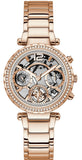 Guess Solstice Diamonds Rose Gold Dial Rose Gold Steel Strap Watch for Women - GW0403L3