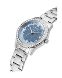 Guess Glitter Burst Diamonds Blue Dial Silver Steel Strap Watch for Women - GW0405L1