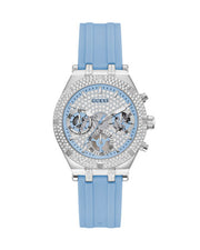 Guess Heiress Diamonds Blue Dial Blue Rubber Strap Watch for Women - GW0407L1