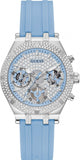 Guess Heiress Diamonds Blue Dial Blue Rubber Strap Watch for Women - GW0407L1