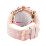 Guess Heiress Diamonds Rose Gold Dial Pink Rubber Strap Watch for Women - GW0407L3