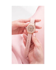 Guess Heiress Diamonds Rose Gold Dial Pink Rubber Strap Watch for Women - GW0407L3