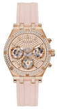 Guess Heiress Diamonds Rose Gold Dial Pink Rubber Strap Watch for Women - GW0407L3