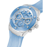 Guess Athena Active Life Clear White Dial Blue Rubber Strap Watch for Women - GW0409L1