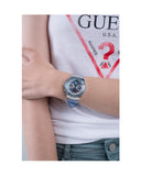 Guess Athena Active Life Clear White Dial Blue Rubber Strap Watch for Women - GW0409L1