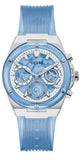 Guess Athena Active Life Clear White Dial Blue Rubber Strap Watch for Women - GW0409L1