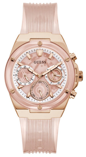 Guess Athena Rose Gold Dial Rose Gold Rubber Strap Watch for Women - GW0409L3