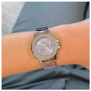 Guess Crown Jewel Diamonds Blue Dial Silver Steel Strap Watch for Women - GW0410L1