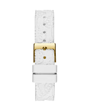 Guess Crown Jewel Multifunction Diamonds White Dial White Leather Strap Watch for Women - GW0411L1