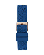 Guess Crown Jewel Diamonds White Dial Blue Rubber Strap Watch for Women - GW0411L2