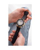 Guess Matrix Multifunction Gold Dial Black Rubber Strap Watch For Men - GW0423G2