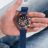 Guess Matrix Multifunction Blue Dial Blue Rubber Strap Watch For Men - GW0423G1