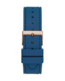 Guess Multifunction Crystals Rose Gold Dial Blue Rubber Strap Watch For Women - GW0439L4