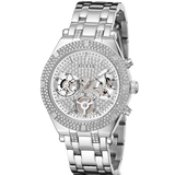 Guess Heiress Multifunction Diamonds Silver Dial Silver Steel Strap Watch for Women - GW0440L1