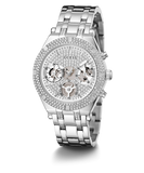 Guess Heiress Multifunction Diamonds Silver Dial Silver Steel Strap Watch for Women - GW0440L1