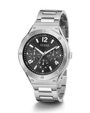 Guess Scope Black Dial Silver Steel Strap Watch for Men - GW0454G1