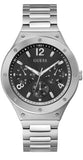 Guess Scope Black Dial Silver Steel Strap Watch for Men - GW0454G1