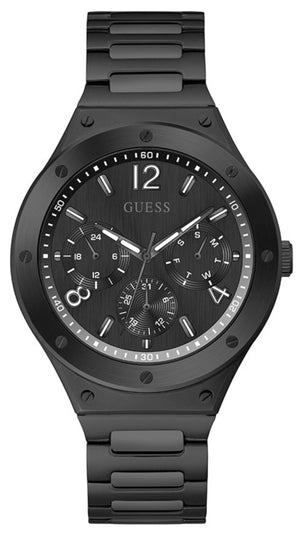 Guess Scope Multifunction Black Dial Black Steel Strap Watch for Men - GW0454G3