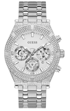 Guess Multi Function Diamonds Silver Dial Silver Steel Strap Watch For Men - GW0455G1