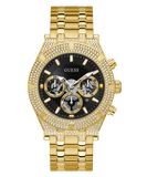 Guess Multifunction Diamonds Black Dial Gold Steel Strap Watch for Men - GW0455G2