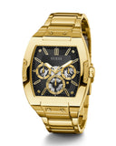 Guess Phoenix Multi Function Black Dial Gold Steel Strap Watch for Men - GW0456G1