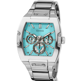 Guess Phoenix Multi Function Aqua Blue Dial Silver Steel Strap Watch for Men - GW0456G4