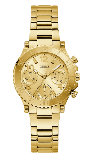 Guess Cosmic Chronograph Gold Dial Gold Steel Strap Watch for Women - GW0465L1