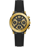 Guess Cosmic Multifunction Black Dial Black Silicone Strap Watch For Women - GW0466L1