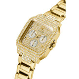 Guess Deco Quartz Crystals Gold Dial Gold Steel Strap Watch For Women - GW0472L2