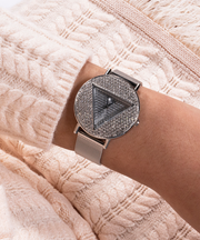 Guess Iconic Diamonds Silver Dial Silver Mesh Bracelet Watch For Women - GW0477L1