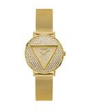 Guess Iconic Diamonds Gold Dial Gold Mesh Bracelet Watch For Women - GW0477L2