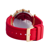 Guess Solstice Diamonds Gold Dial Red Rubber Strap Watch for Women - GW0484L1