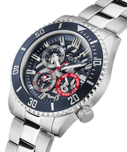 Guess Axle Multifunction Black Dial Silver Steel Strap Watch For Men - GW0488G1