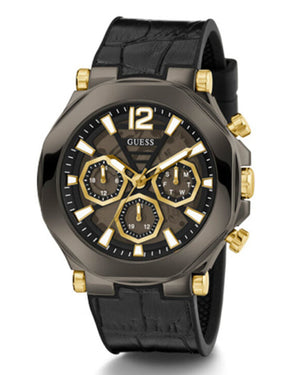Guess Edge Chronograph Black Dial Black Leather Strap Watch For Men - GW0492G1