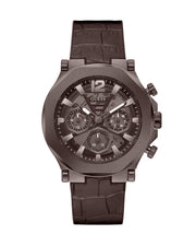 Guess Edge Chronograph Brown Dial Brown Leather Strap Watch For Men - GW0492G2
