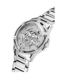 Guess King Quartz Silver Dial Silver Steel Strap Watch For Men - GW0497G1