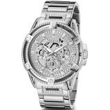 Guess King Quartz Silver Dial Silver Steel Strap Watch For Men - GW0497G1