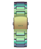 Guess King Iridescent Multifunction Multicolor Dial Purple Steel Strap Watch For Men - GW0497G3