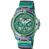 Guess King Iridescent Multifunction Multicolor Dial Purple Steel Strap Watch For Men - GW0497G3