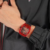 Guess Phoenix Multifunction Analog Red Dial Black Silicone Strap Watch For Men - GW0499G4