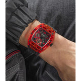 Guess Phoenix Multifunction Analog Red Dial Black Silicone Strap Watch For Men - GW0499G4