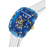 Guess Phoenix Analog Blue Dial White Silicone Strap Watch For Men - GE0499G6