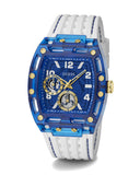 Guess Phoenix Multifunction Blue Dial White Rubber Strap Watch for Men - GW0499G6