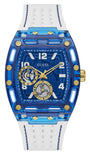 Guess Phoenix Analog Blue Dial White Silicone Strap Watch For Men - GE0499G6